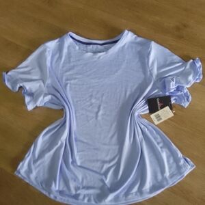 Cuddl Duds Light Blue Ruffle Sleeve Tee
